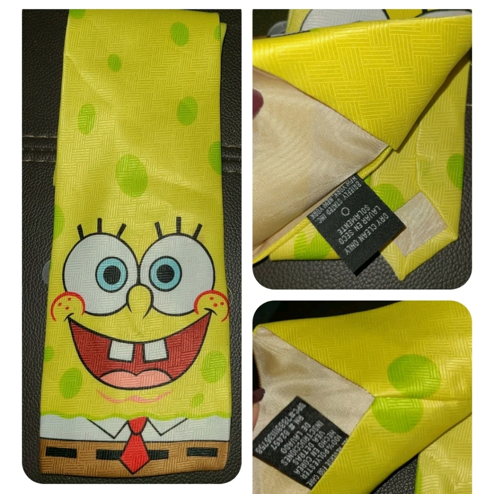 Vintage NICKELODEON SPONGEBOB SQUAREPANTS Square Bottom Neck Tie